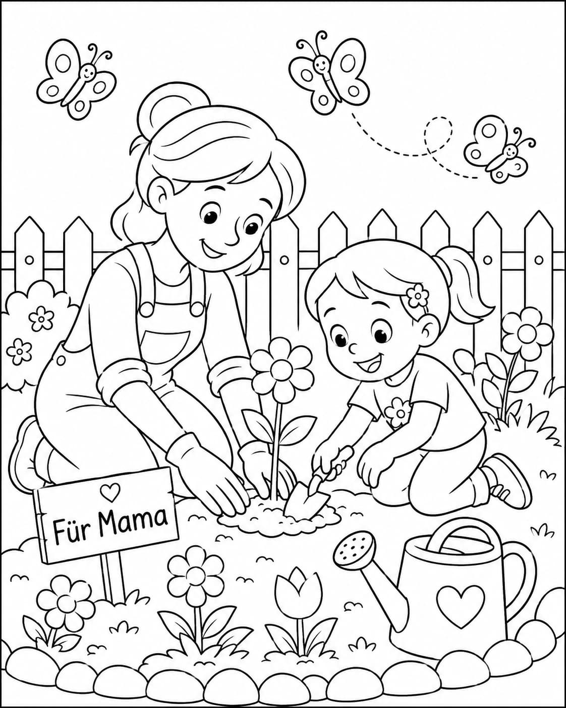 Muttertag Motiv 3 als kostenloses Ausmalbild für Kinder